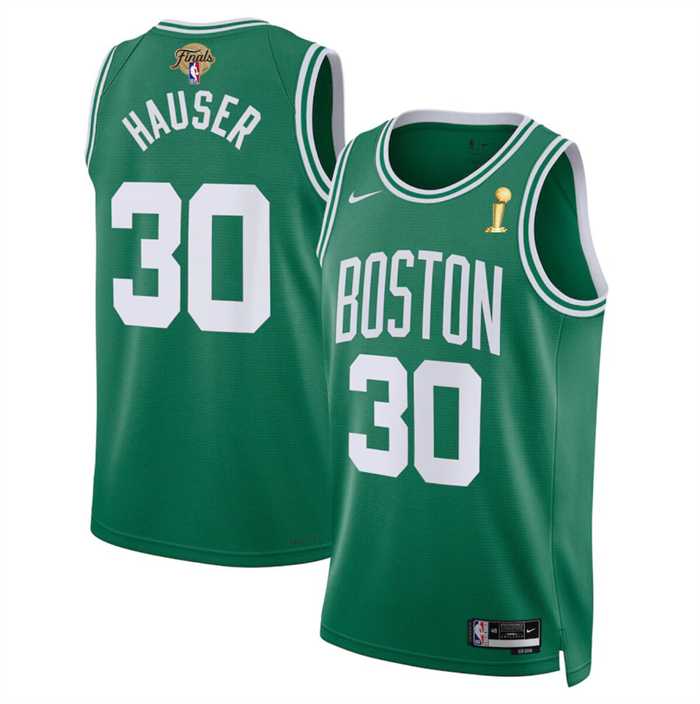 Mens Boston Celtics #30 Sam Hauser Kelly Green 2024 Finals Champions Icon Edition Stitched Basketball Jersey Dzhi